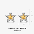 Orecchini a stella bicolore in acciaio inossidabile argento e oro, 2,9 cm - Bicolore (Oro e Argento)
