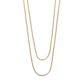 Elegant gold-tone double layered snake chain necklace in stainless steel with a minimalist design - 1.2 Meters Gold