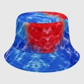 Cappello alla pescatora tie-dye blu e rosso con cuciture rinforzate sulla tesa piatta - M (56-58cm) / Tie-Dye Contrasto Blu-Rosso (35)