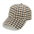 Klassische Schirmmütze aus Wolle mit buntem Vintage-Karomuster für Herbst und Winter - Beige Braun Grün Blau Kariert (D)