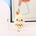 Cute yellow bubble tea plush keychain with embroidered face and brown pearl details - Silver Keychain / 12cm / Beige