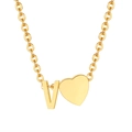 Golden 18K stainless steel necklace featuring letter V and heart shape pendants - Gold - Letter V