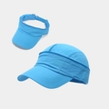 Blue 2-in-1 convertible ponytail sun hat with removable top and quick-dry fabric - Adjustable / Lake Blue