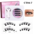 3D Magnetic Eyelashes Set CT04-7 with pink case and applicator tool for a natural look - CT04-7 with White V-Type Tweezer