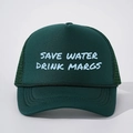 Gorra trucker retro verde oscuro con texto Save Water Drink Margs y malla transpirable - Verde Oscuro