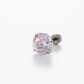 Iridescent octagon cut zircon stud earring with silver titanium steel screw back - Luminous Green