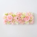 Rectangle artificial flower wall panel with pink roses and white hydrangeas for wedding decor - New Light Pink