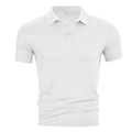 Men's solid white short sleeve polo shirt in quick-dry polyester fabric shown in front view - S / White