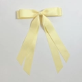 Detail of light yellow satin double-layer bow hair clip with long elegant ribbons - Yellow