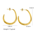 Detailed size specifications for gold C-shape hoop earrings showing 3.5cm height and dimensions - Irregular Arched Polished Style(1008)