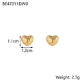 Strukturierte vergoldete Herz-Ohrstecker mit Webmuster, Größe 1,1 cm x 1,2 cm - Gewebte Herz Ohrstecker (BE47011DW0) / Gold / 1,1 cm x 1,2 cm