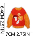 Detail view of embroidered sweater patch with maple leaf and mushroom showing 7cm x 6.4cm dimensions - Maple Mushroom Sweater (C5CW-135-20)