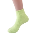 Women's fluffy coral fleece slipper socks in a soft mint green candy color finish - Grass Green