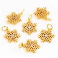 Gold plated copper snowflake charms set with cubic zirconia for jewelry making - Gold Single Diamond Snowflake
