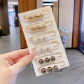 Set of 6 mini pearl and rhinestone decorative safety pins in gold, white and dark grey - Classic Golden Six Piece Set