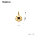 Detailed view of 1.9x1.14cm golden sunburst pendant with black stone and measurements - Black Gemstone Style A