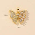 Squisito ciondolo a farfalla 3D in oro con zirconi, misura 2cm per 1,8cm - A-Farfalla (1.8x2cm)