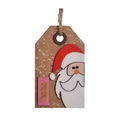 Ciondolo natalizio in legno con Babbo Natale 3D e incisione hoho su sfondo bianco pulito - Babbo Natale