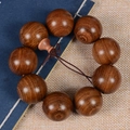 Golden silk sandalwood prayer beads with natural wood grain and Buddhist guru bead - Plain Style / 25mm*10 Beads