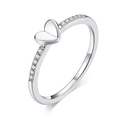 Elegant 925 sterling silver open ring featuring a sparkling heart row diamond design - Silver Heart Row