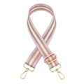 Adjustable lavender and white nylon bag strap with gold metallic stripes and hardware - Light Purple