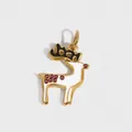 Weihnachtsrentier-Emaille-Anhänger aus 14K vergoldetem Edelstahl mit roten Strasssteinen - Elch