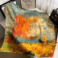 Carré en soie artistique avec imprimé peinture à l'huile aux motifs de paysages d'automne - Style de Peinture à l'Huile Forêt Colorée (Style 9)