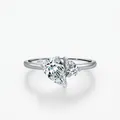 Minimalist S925 sterling silver ring with two pear-shaped zircon stones on white background - US Size 5 / Double Water Drop Style (RHR1781)