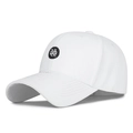 White baseball cap with black embroidered logo and subtle lettering on the brim - Adjustable / White