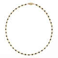 French style natural stone beaded necklace with gold metal tubes and black faceted beads - SL1366-Black