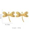 Detailed size chart of golden dragonfly earrings showing 46.25mm length and 8.9g weight - Engraved Dragonfly Earrings