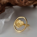 Minimalistischer S925 Sterlingsilber Ring in Goldoptik mit unebener Oberfläche - Offene Größe 14 (Einstellbar 12-17) / 18K Gold