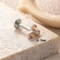 F136 titanium labret piercing with 6.5mm champagne zircon flower cluster stud - 6.5MM / Silver-Champagne