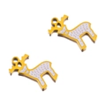 Gold Christmas reindeer pendant with white enamel finish and hanging loop for DIY jewelry - Gold Dotted Reindeer
