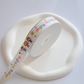 White Happy Birthday printed ribbon with cute cartoon motifs for gift wrapping - Three Treasures Birthday Cartoon / 1.5CM*25 Yards