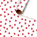 Gift wrapping paper roll with red heart pattern on white background for Valentine's Day - White With Heart