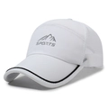 Berretto sportivo bianco in mesh traspirante con logo montagna grigio e scritte - Bianco