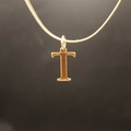 Elegant gold-plated T-letter pendant on a flat snake chain necklace for women - Letter T (5592272000740)