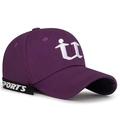 Unisex purple baseball cap in twill cotton with white embroidery and sports ribbon - Adjustable / Purple