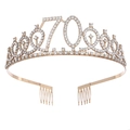 Golden 70th birthday crown headband with sparkling crystal rhinestones for women party - 70th Birthday / Gold