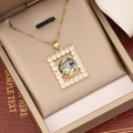 18K vergoldete Kupferhalskette mit Zirkonia-Rahmen und Horusauge-Anhänger in Geschenkbox - Horus Auge Stil (3#)