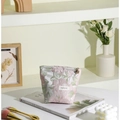 Trousse en lin avec broderie florale rose et verte et fermeture à glissière en métal - Fleur de Litchi Petit