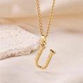 Textured gold letter U pendant necklace with organic engraved patterns for women - Gold Letter U (Pendant Only)