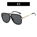Lunettes de soleil aviateur noires avec branches dorées et verres gris foncé - Monture Noire Verres Gris
