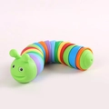 Articulated rainbow slug stress toy made of durable ABS plastic with colorful joints - Green Caterpillar