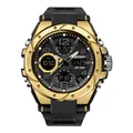 SAMDA men's dual display sport watch in black and gold with silicone strap - 6008 Black Gold Men's