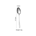 Polished 304 stainless steel dessert spoon, 17.2cm length and 3.9cm width, 32g weight - 410 Stainless Steel Small Pointed Spoon