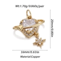 Golden heart planet and star pendant with sparkling cubic zirconia in copper material - Copper