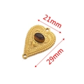 Connettore a cuore in oro con pietra marrone e misure in mm per bigiotteria - 21mmx29mm / Marrone (Colore Occhio di Tigre)