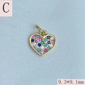 Dettaglio ciondolo a cuore 9,3x9,1mm con zirconi multicolore e placcatura in oro - C-Piccolo Cuore con Gemme Colorate / Oro/Multicolore